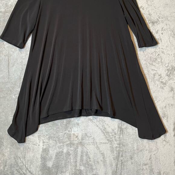 Clara Sun Woo Sz Medium Black Stretch Cold Shoulder Sharkbite Hem Tunic Top - Picture 5 of 6